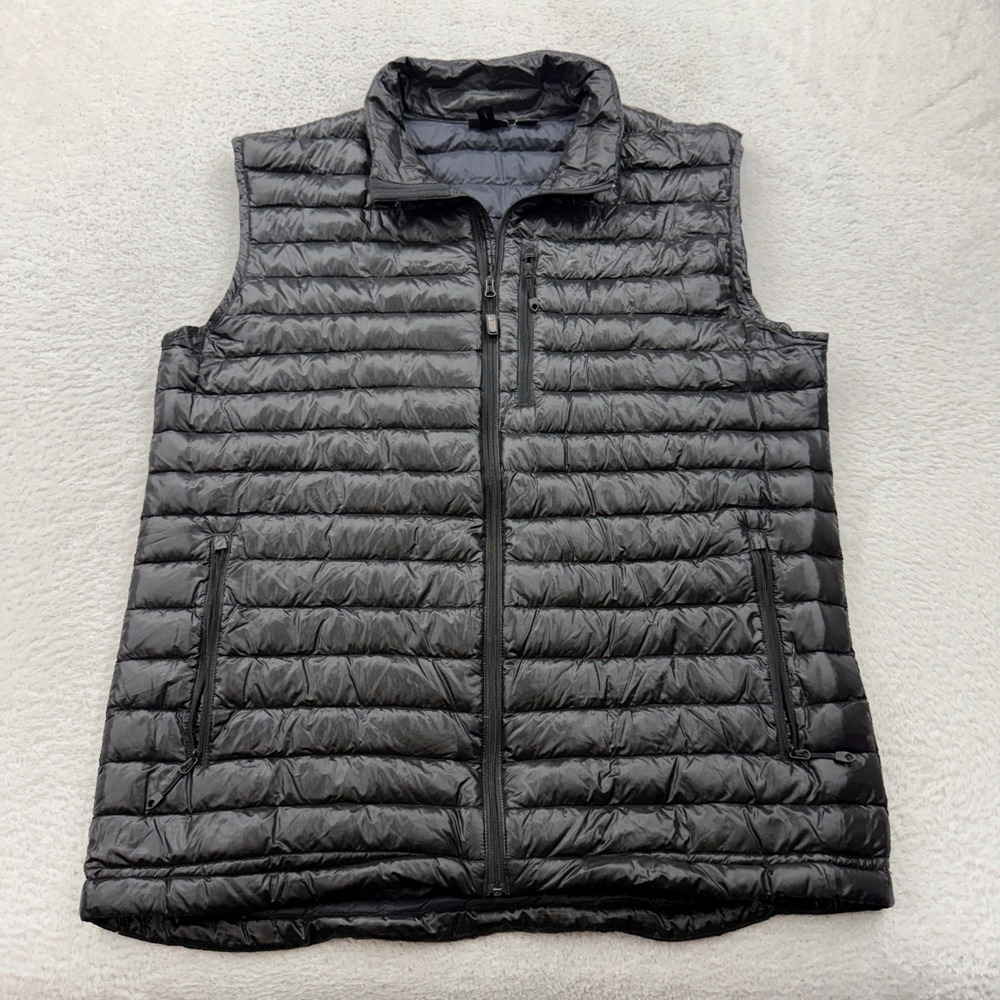 Eastern Mountain Sports EMS Men XL Black Goose Down Puffer Vest Full Zip Quilted